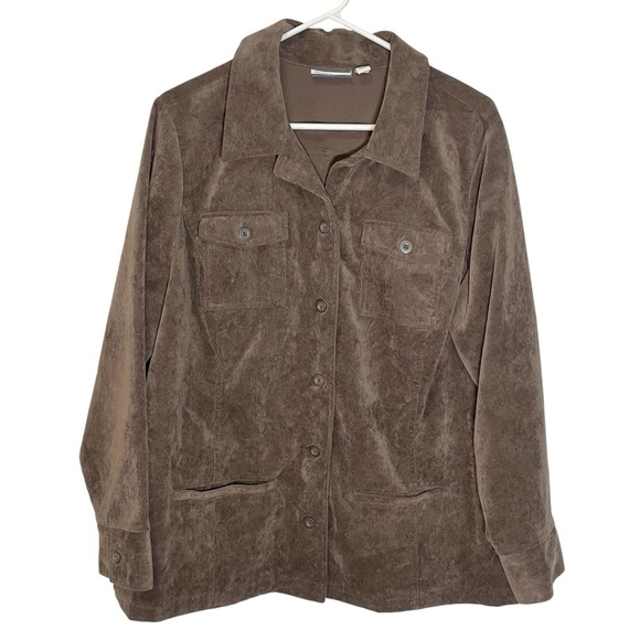 Vintage Croft & Barrow 1X Brown Corduroy Jacket Old School Stretch Poly Blend - Picture 5 of 7